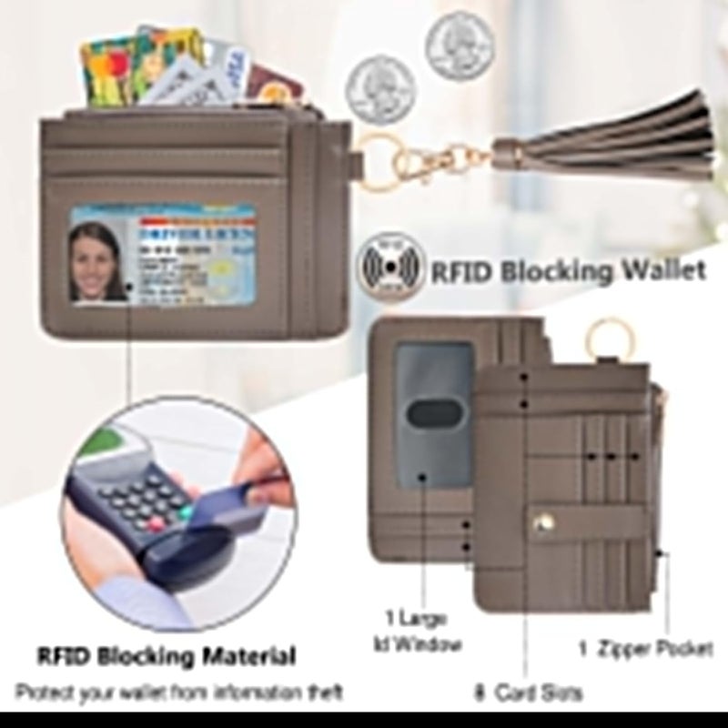 KNGITRYI Small Wristlet Wallets for Women RFID Credit Card Holder Wallet Keychain Wristlet Wallet Credit Card Wallets for Women (Cement grey) - Image 3